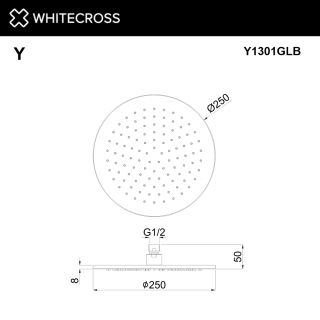 Верхний душ WHITECROSS Y1301GM 25 см оружейная сталь