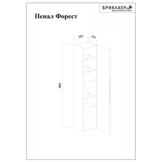 Пенал Бриклаер Форест 4627125414671 35 см дуб золотой/антрацит