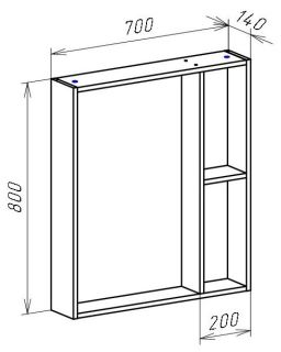 Зеркало с открытыми полками Bellezza Рона 70см натуральный дуб 00000011748
