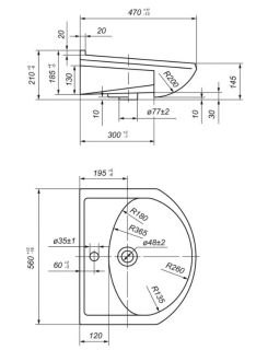 Мебельная раковина Оскольская керамика Арго 605501 55см белый
