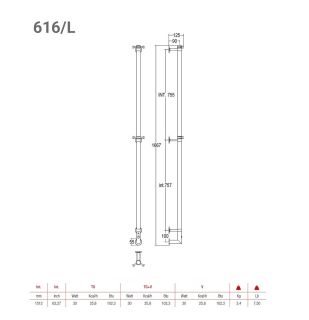 Полотенцесушитель электрический Margaroli Arcobaleno 616/X/L Switch Black matt DB 168x12 см чёрный матовый