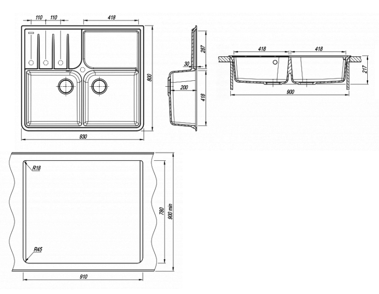 Кухонная мойка Florentina Остров жасмин