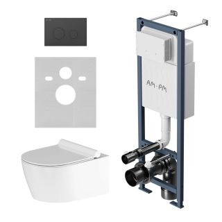 Комплект унитаза с инсталляцией AM.PM  Jupiter IS110138.DX77C1700 с клавишей черной