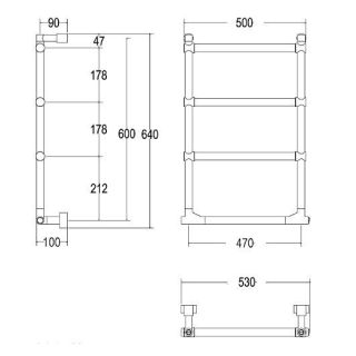 Полотенцесушитель электрический Margaroli Sole 512/4/530 Switch Black brushed nickel BB 63x53 см чёрный шлифованный никель