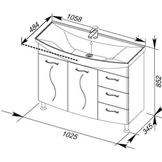 Тумба под раковину Aquanet Моника 186772 105 см белый