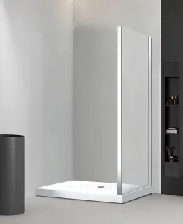 Боковая панель Veconi KP-03, 800х1950 хром, стекло прозрачное