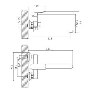 Смеситель для ванны Prohanss P60.22.03 золотой сатин