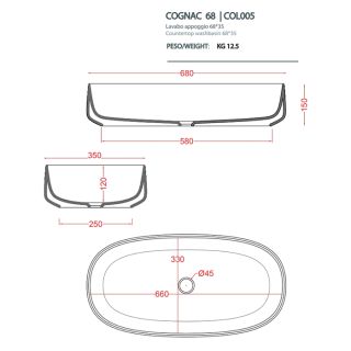 Раковина ArtCeram Cognac COL005 12 00 giallo zinco 68 см