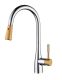 Смеситель для кухни DQ Rhein Schiller с выдвижной лейкой хром/золото DA1462504D