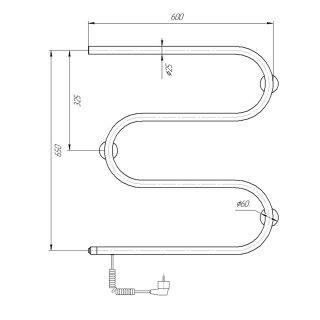 Полотенцесушитель электрический Domoterm DMT 107-25 60x60 EK L хром