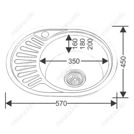 Мойка 5745 U Melana 0,6/160 хром с сифоном (120 ta *15)