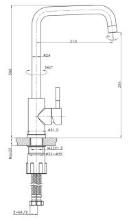 Смеситель для кухни Raiber Graceful RPG-013 золото матовое
