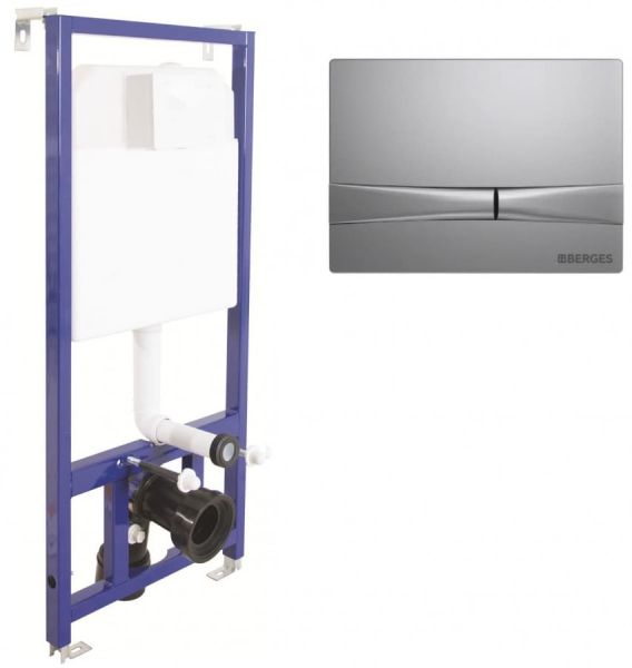 Инсталляция для унитаза Berges Novum F2 с кнопкой матовый хром 040252