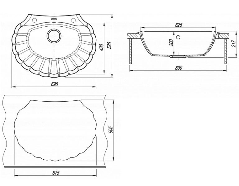 Кухонная мойка Florentina Гребешок шампань