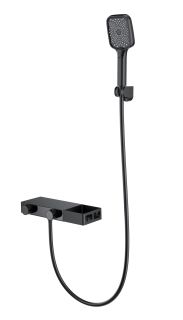 Смеситель для ванны с душем Wonzon & Woghand Shelf WW-B2551-MB с термостатом чёрный матовый