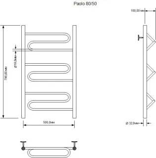 Полотенцесушитель водяной Aquanet Paolo 266733 80x50 см хром