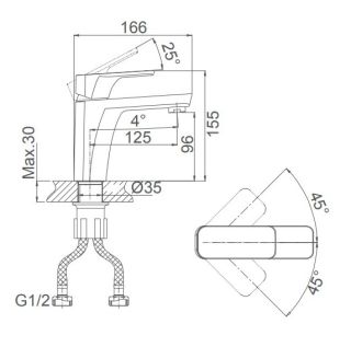 Смеситель для раковины DQ Berlin.Technische DA1432125 чёрный матовый