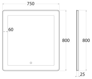 Зеркало с подсветкой Art&Max Latina 75x80см AM-Lat-750-800-DS-F
