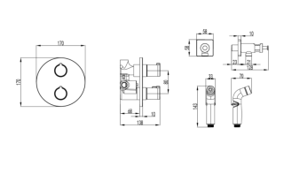 Смеситель гигиенический душ Lemark Yeti LM7819C с термостатом