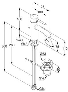 Смеситель для раковины Kludi Bozz хром 382700576