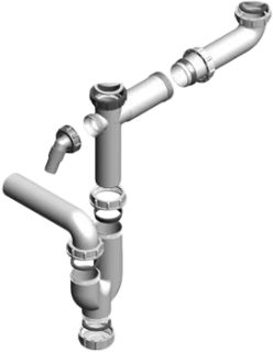 Двойной Сифон для мойки Alveus 1033153 FI 114 c двумя переливами