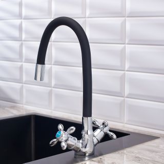 Смеситель для кухни BOOU BA5318-1F-E352A-B702 хром/чёрный