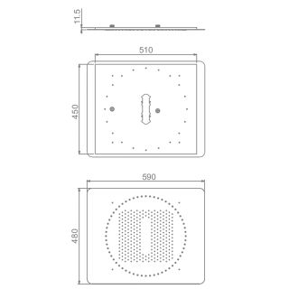 Верхний душ потолочный Raglo R452.03.03 59 см золотой сатин