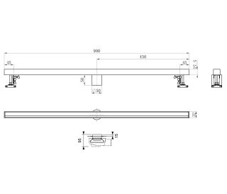 Душевой лоток Wonzon & Woghand WW-65409M-GM 90 см тёмный графит