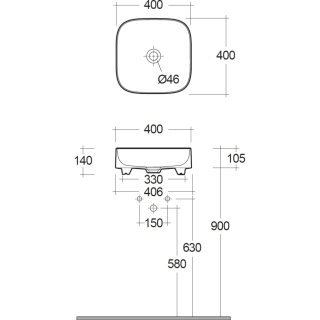 Раковина Kludi Resa C 58CW3053 40 см белый матовый