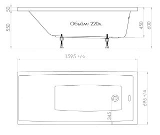 Акриловая ванна Triton Джена 160x70 см