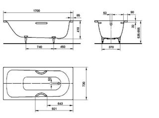 Стальная ванна Kaldewei Saniform Plus Star Мод.334 170х73 + отв.под ручки 133400010001