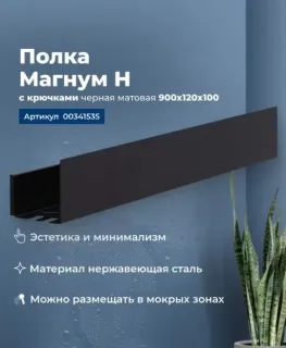 Полка Aquanet Магнум 341535 90 см чёрный матовый