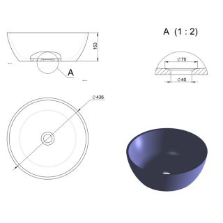 Раковина Holbi Moon 43см белый матовый 1.02.001.11.1