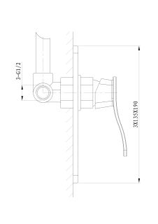 Встраиваемый смеситель для душа Wonzon & Woghand Navia WW-184700-CR хром
