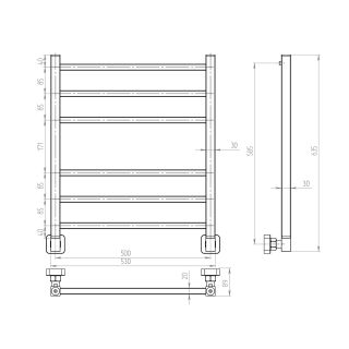 Полотенцесушитель водяной Indigo Aletto LALWPF60-50BR 60x50 см чёрный муар