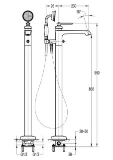 Напольный смеситель для ванны Swedbe Terracotta Art 2514 бронза