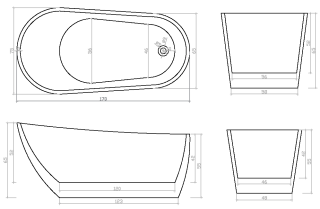 Акриловая ванна Cerutti SPA Viva CT9127 отдельностоящая 170x75см