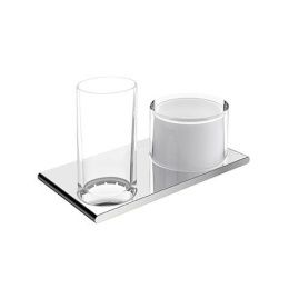 Двойной держатель со стаканом и дозатором жидкого мыла 11553019000 Keuco Edition хром