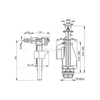 Выпускной комплект с двойной кнопкой AlcaPlast SA08SK 3/8" CHROM