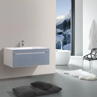 Тумба с раковиной Black&White Universe 9201000 100 см молочный белый матовый/цемент серый матовый