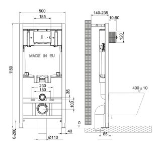 Комплект 3в1 100803421 инсталляция Lemark Peneda с кнопкой смыва Bit хром матовый унитаз подвесной безободковый Florex торнадо белый глянец