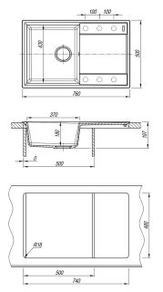 Кухонная мойка Lemark Imandra 760 9910025 антрацит
