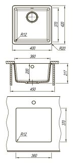 Кухонная мойка Lemark Sinara 400-U 9910065 серый шёлк