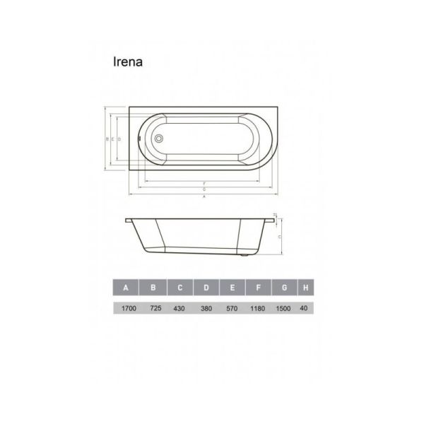 Акриловая ванна Vayer Irena 170x72 Гл000026131 без гидромассажа