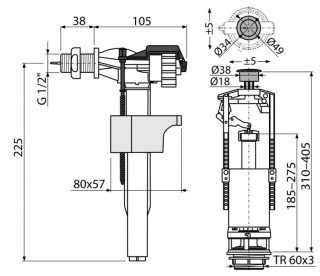 Выпускной комплект со стоп кнопкой AlcaPlast впускной механизм А16 3/8 SA2000K 3/8" CHROM