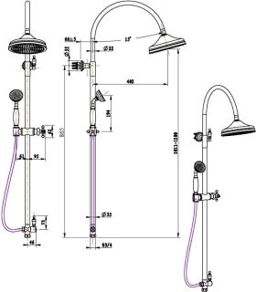 Душевая стойка Boheme Medici бронза 401