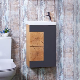 Тумба под раковину Бриклаер Форест 4627125414633 40 см дуб золотой/антрацит