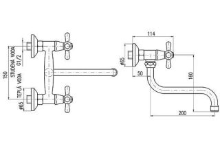 Смеситель для кухни Rav Slezak Morava Retro MK101.5/21BZ белый золото