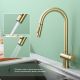 Смеситель для кухни Splenka S204.49.03 с выдвижным изливом золотой сатин