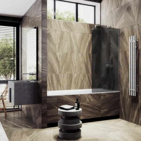 Шторка на ванну MaybahGlass MGV-89-5у 90см хром матовый